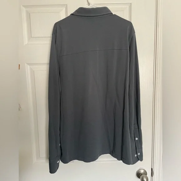 Criquet Organic Cotton Men's Long-Sleeve Polo - Charcoal Size XL EUC
